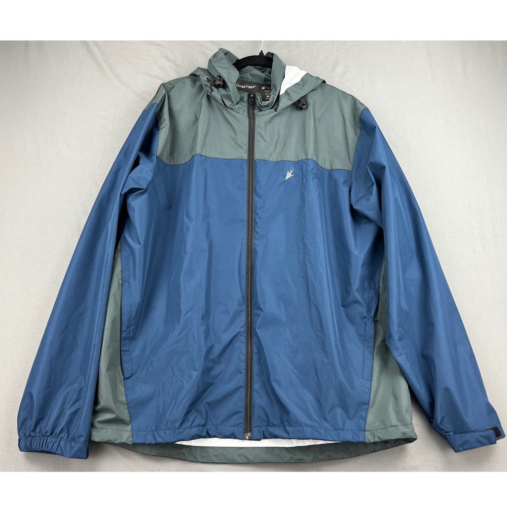 Frogg Toggs Rain Jacket Mens M/L Hooded Windbreaker Blue Gray Waterproof NWOT